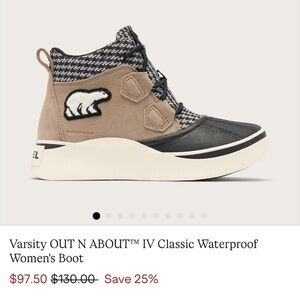 ISO!! Sorel Women's Varsity Out N About Boot - Black, Tan, and White Houndstooth